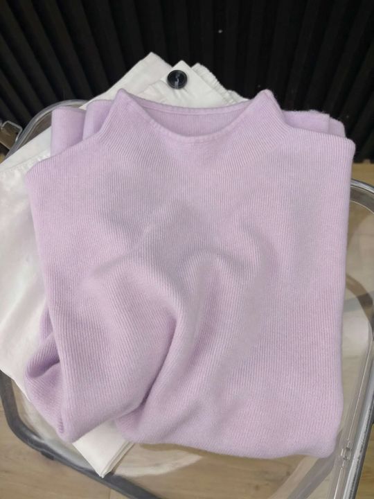 Damen-Strickpullover mit kleinem Stehkragen
