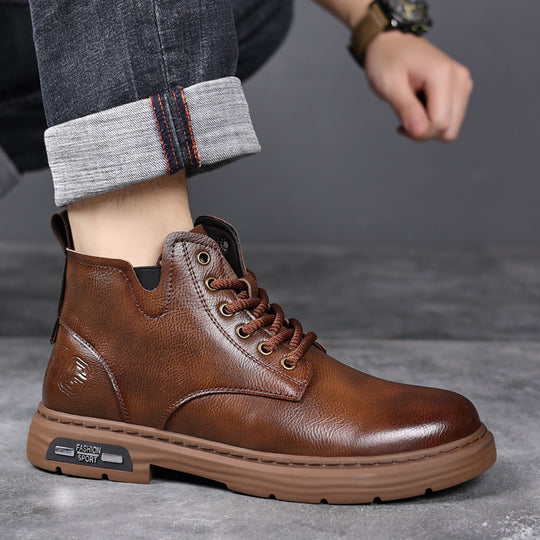 Herren-Winterstiefel, Leder, gefüttert, rutschfest, 6627
