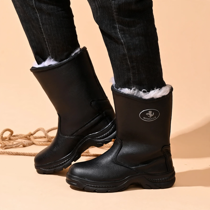 Gefütterte Herren-Winterstiefel aus Leder, hoch