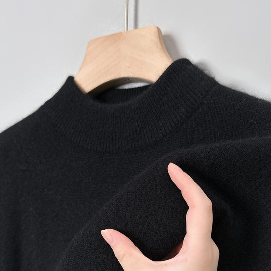 Herren-Pullover mit Stehkragen, einfarbig, pflegeleicht