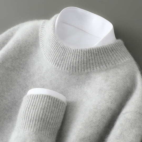 Herren-Wollpullover, Stehkragen, 100% Wolle, dick