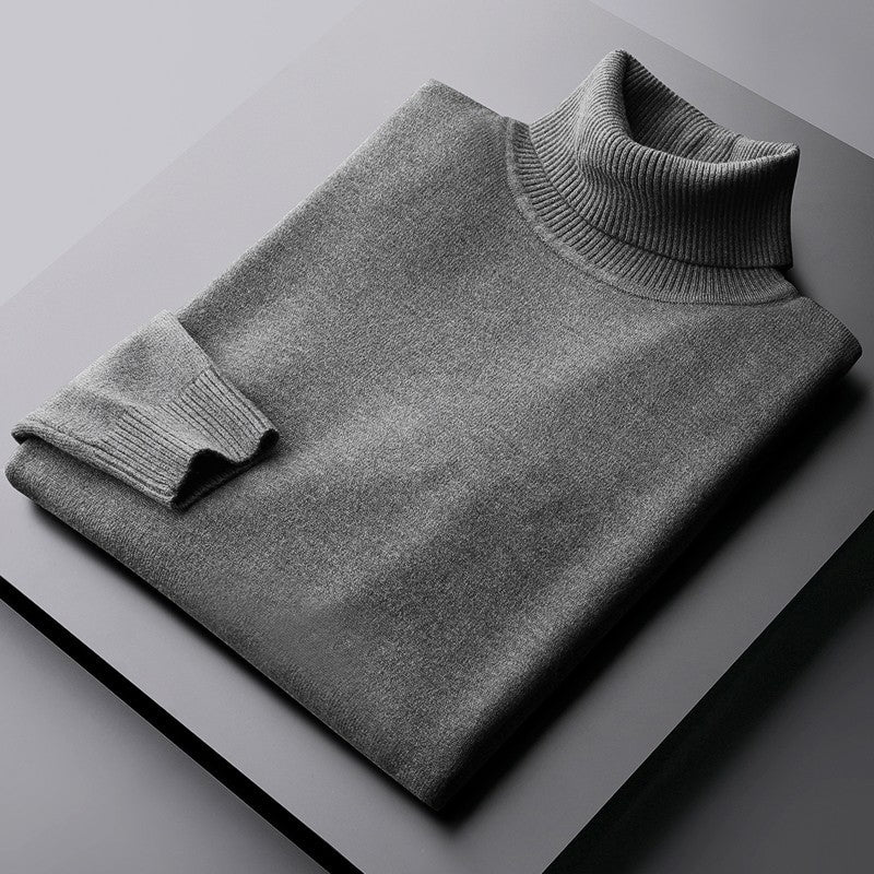 Gefütterter Herren-Strickpullover mit Stehkragen