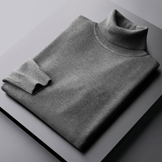 Gefütterter Herren-Strickpullover mit Stehkragen