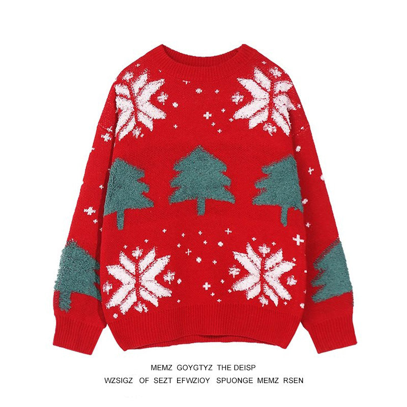 Weihnachtspullover mit Schneeflocken, Unisex, große Größen