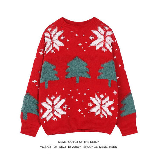 Weihnachtspullover mit Schneeflocken, Unisex, große Größen
