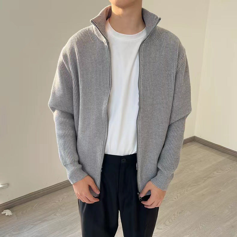Unisex-Strickjacke mit Rollkragen und Doppelreißverschluss