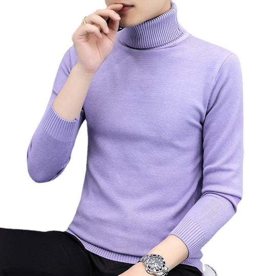 Herren-Rollkragenpullover, schmal geschnitten, einfarbig