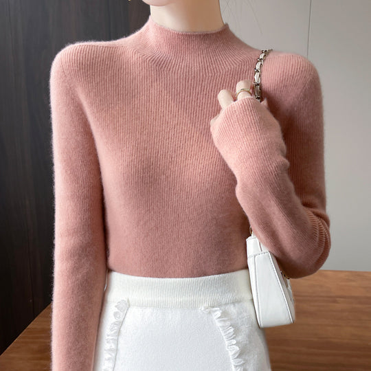 Damen-Strickpullover mit Stehkragen, figurbetont