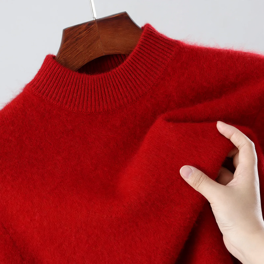 Herren-Wollpullover, Stehkragen, locker geschnitten