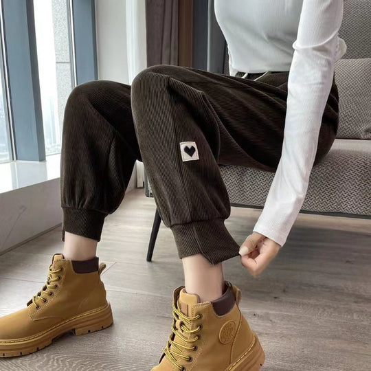 Gefütterte Chenille-Jogginghose für Damen, locker geschnitten