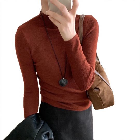 Dopamin-Stil Strickpullover mit Stehkragen