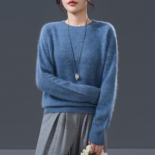 Damen-Strickpullover aus weichem Woll-Kaschmir-Mix