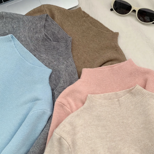 Dopamin-Stil Strickpullover mit Stehkragen