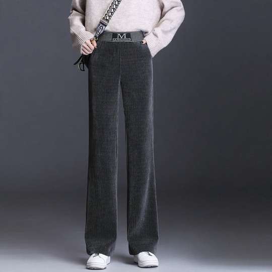 Damen-Cordhose mit weitem Bein und hohem Bund