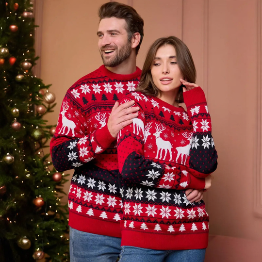 Unisex-Strickpullover mit Rentier-Motiv
