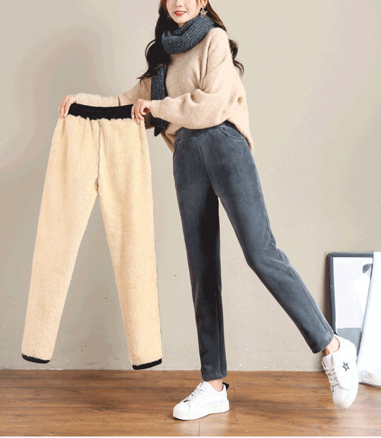 Damen-Cordhose, gefüttert, lässiger Schnitt