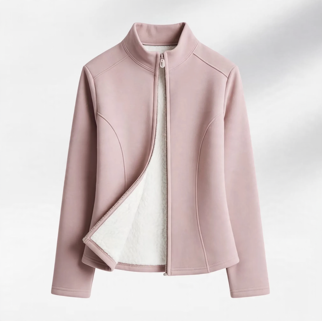 Gefütterte Damen-Yoga-Jacke mit Taillenschnitt und Reißverschluss