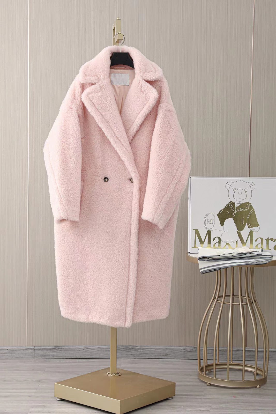 Lockerer Teddy-Mantel, lang, Winter, Damen