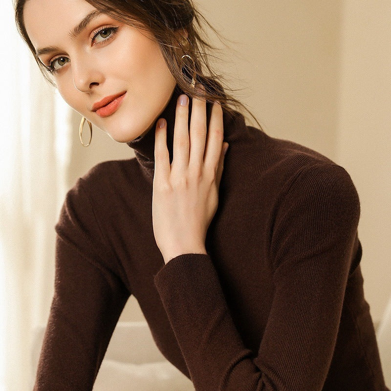 Damen-Strickpullover, figurbetont, mit Stehkragen