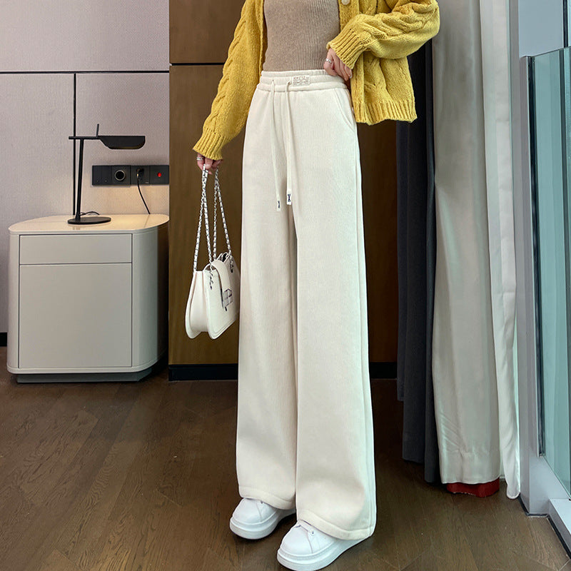 Chenille-Cordhose mit weitem Bein, gefüttert