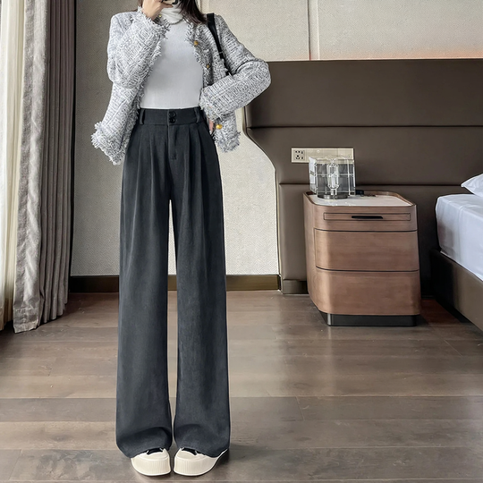 Gefütterte Cord-Hose für Damen, weit geschnitten