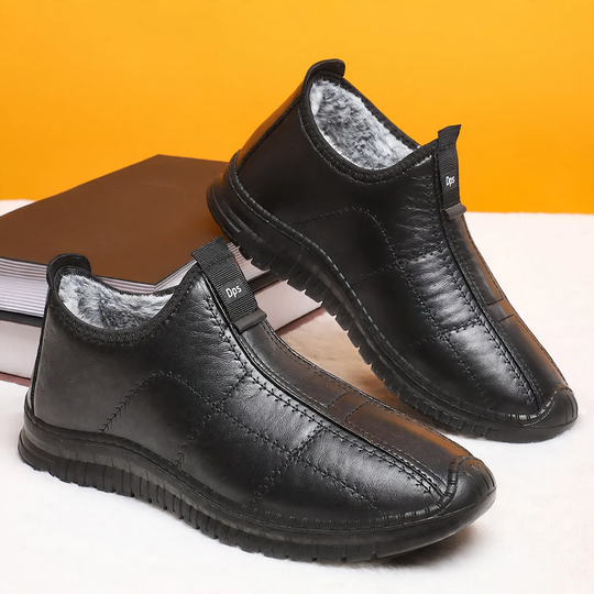 Gefütterte Herren-Lederstiefel, warm