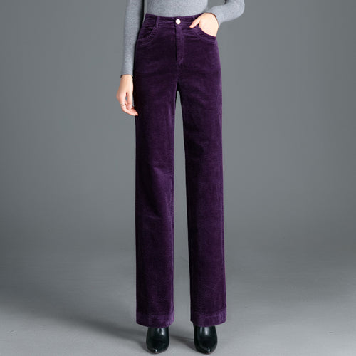 Gerade geschnittene Cordhose mit hohem Bund