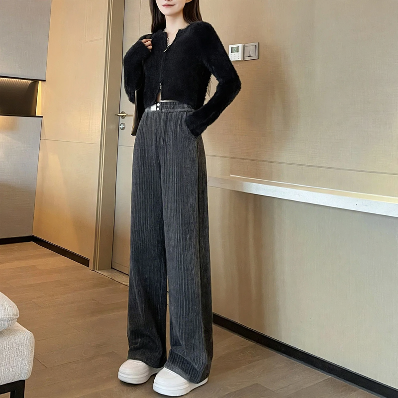 Damen-Cordhose aus Chenille, gefüttert