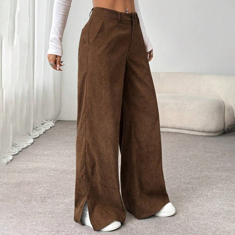 Vintage Cord-Hose mit Schlitz, weit geschnitten