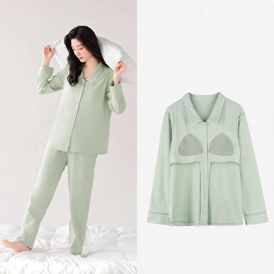 Paar-Pyjama-Set, Baumwollstrick, mit Brustpolster