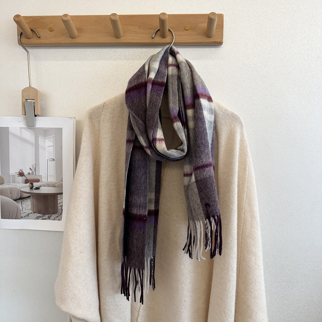 Wollschal mit Karomuster, 100% Wolle, 165x30 cm