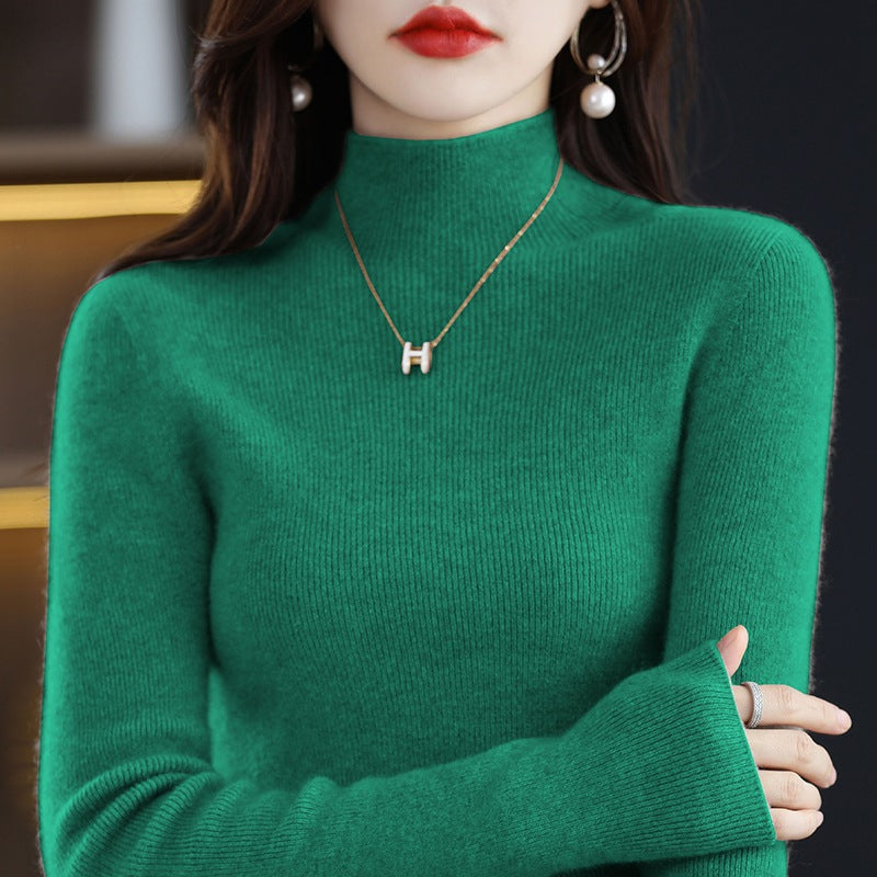 Damen-Strickpullover mit Stehkragen, nahtlos
