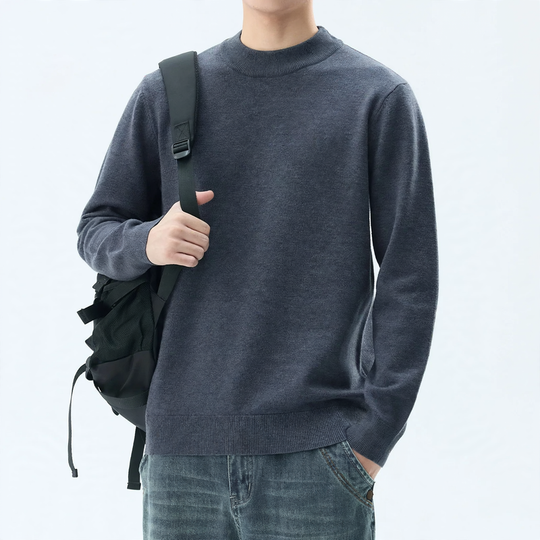 Herren-Wollmischpullover mit Rundhals