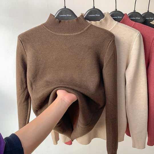 Damen-Rollkragenpullover mit Innenfleece