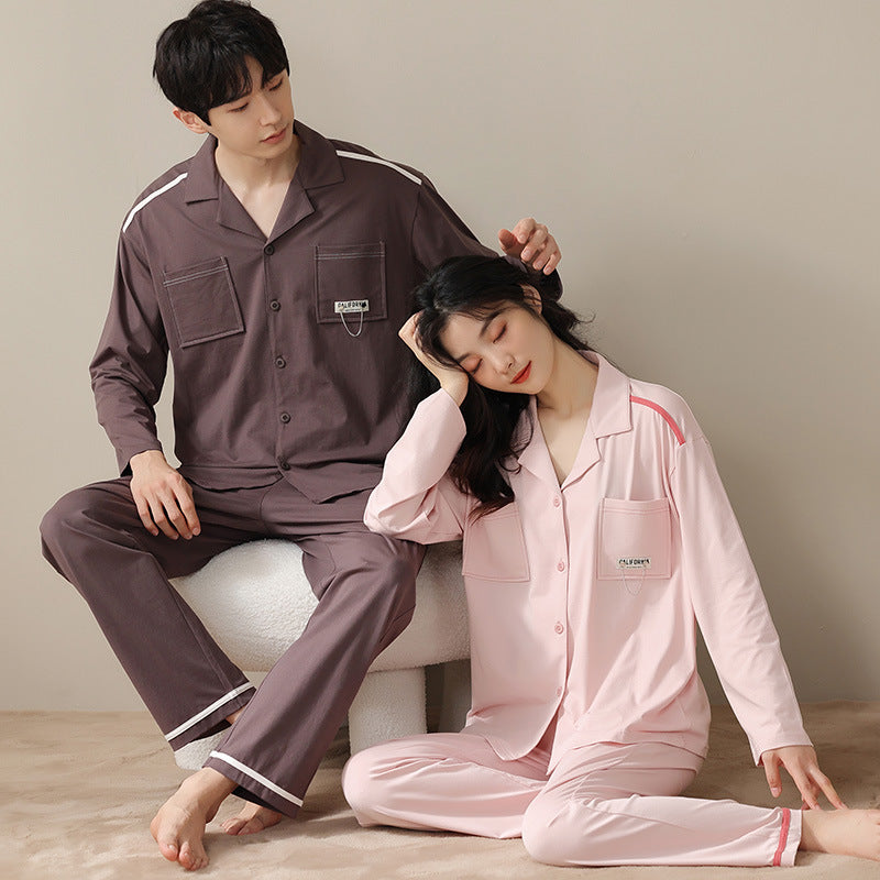 Paar-Pyjama-Set, langärmelig, schlichtes Design