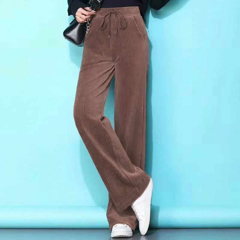 Damen-Cordhose mit weitem Bein, gefüttert