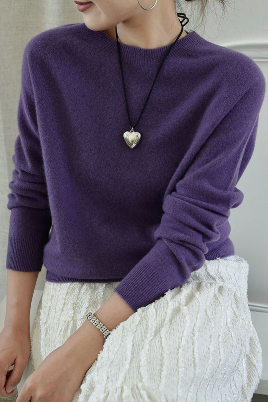 Damen-Wollpullover mit Stehkragen, locker gestrickt