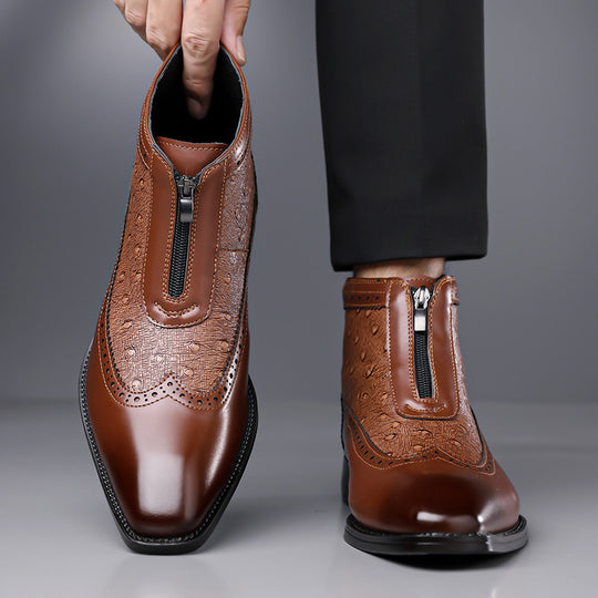 Herren-Chelsea-Boots mit Prägung, Reißverschluss