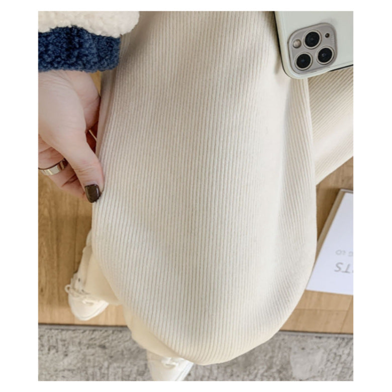 Kord-Hose mit weitem Bein, hoch tailliert, Herbst/Winter