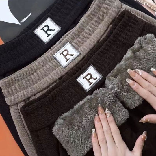 Damen-Freizeithose, Cord, gefüttert, weiter Schnitt