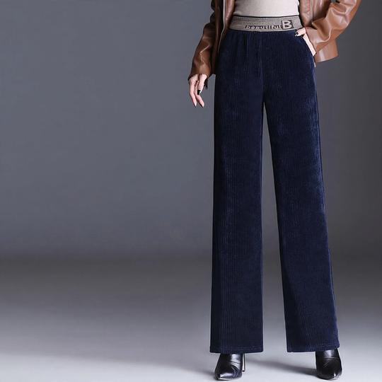 Gefütterte Damen-Cordhose mit hohem Bund