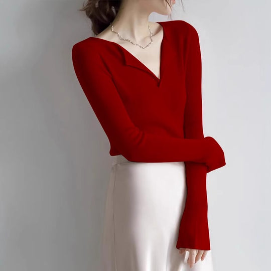 Damen-Strickpullover mit V-Ausschnitt
