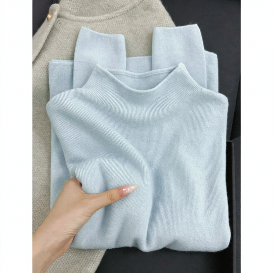 Eleganter Damen-Strickpullover mit halbem Kragen