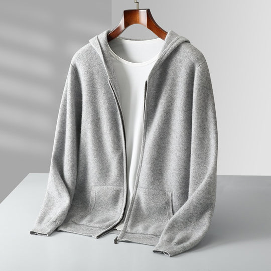 Herren-Strickjacke mit Kapuze und Reißverschluss