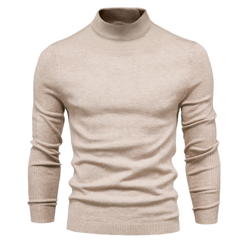 Herren-Rollkragenpullover, gestrickt, einfarbig
