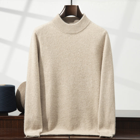 Herren-Kaschmirpullover, Stehkragen, dickes Strickdesign
