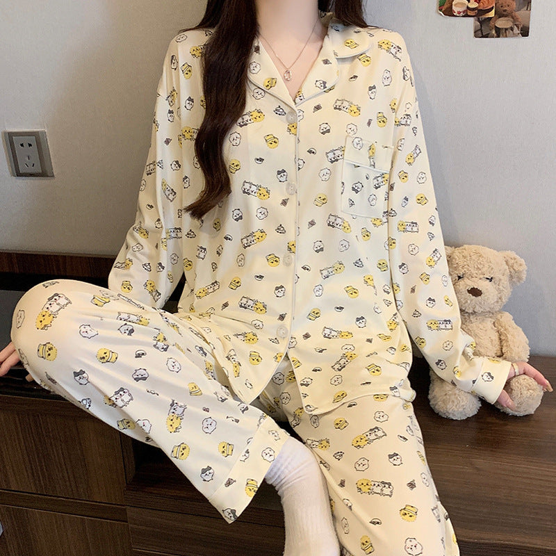 Damen-Pyjama-Set, langärmelig, mit Sternenmuster