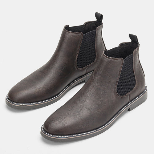 Herren Chelsea-Stiefel, PU-Leder, rutschfest, niedriger Absatz