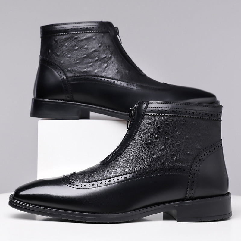 Herren-Chelsea-Boots mit Prägung, Reißverschluss