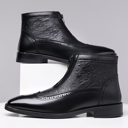 Herren-Chelsea-Boots mit Prägung, Reißverschluss